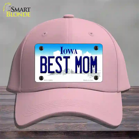 Best Mom Iowa Novelty License Plate Hat Cotton / Pink