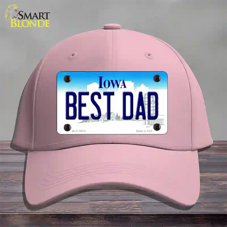 Best Dad Iowa Novelty License Plate Hat Cotton / Pink