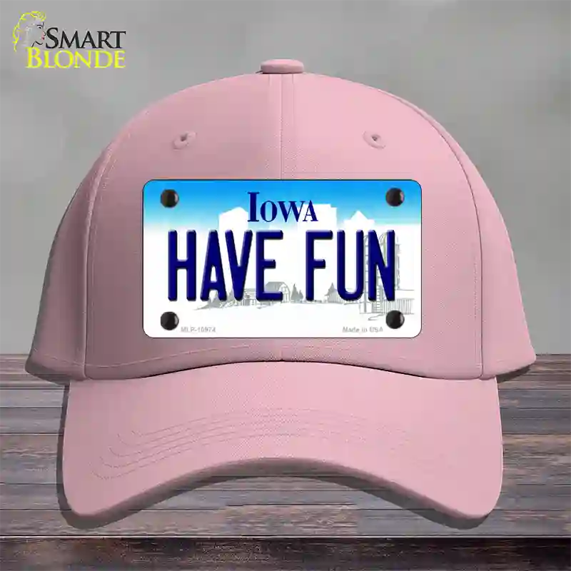 Have Fun Iowa Novelty License Plate Hat Cotton / Pink