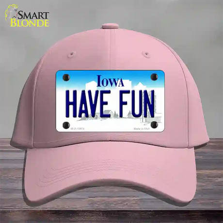 Have Fun Iowa Novelty License Plate Hat Cotton / Pink