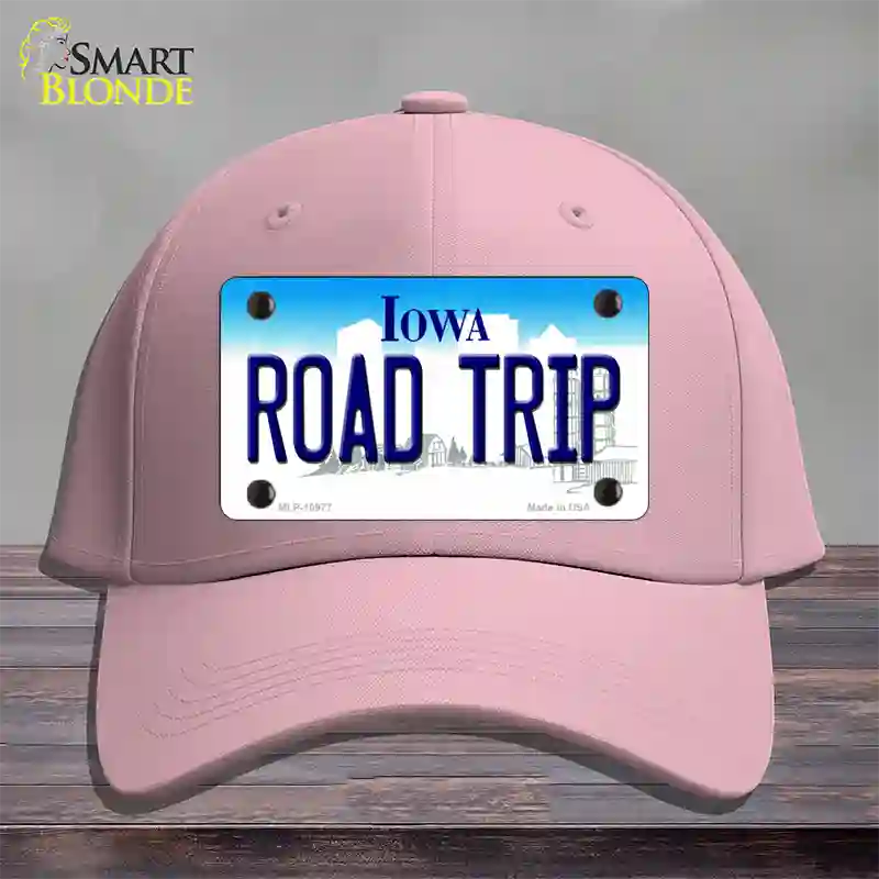 Road Trip Iowa Novelty License Plate Hat Cotton / Pink