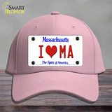 I Love Massachusetts Novelty License Plate Hat Cotton / Pink