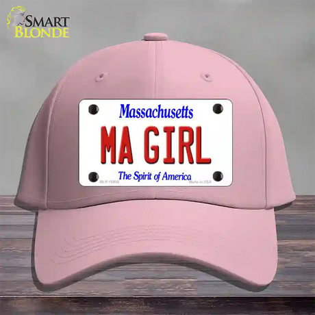 MA Girl Massachusetts Novelty License Plate Hat Cotton / Pink