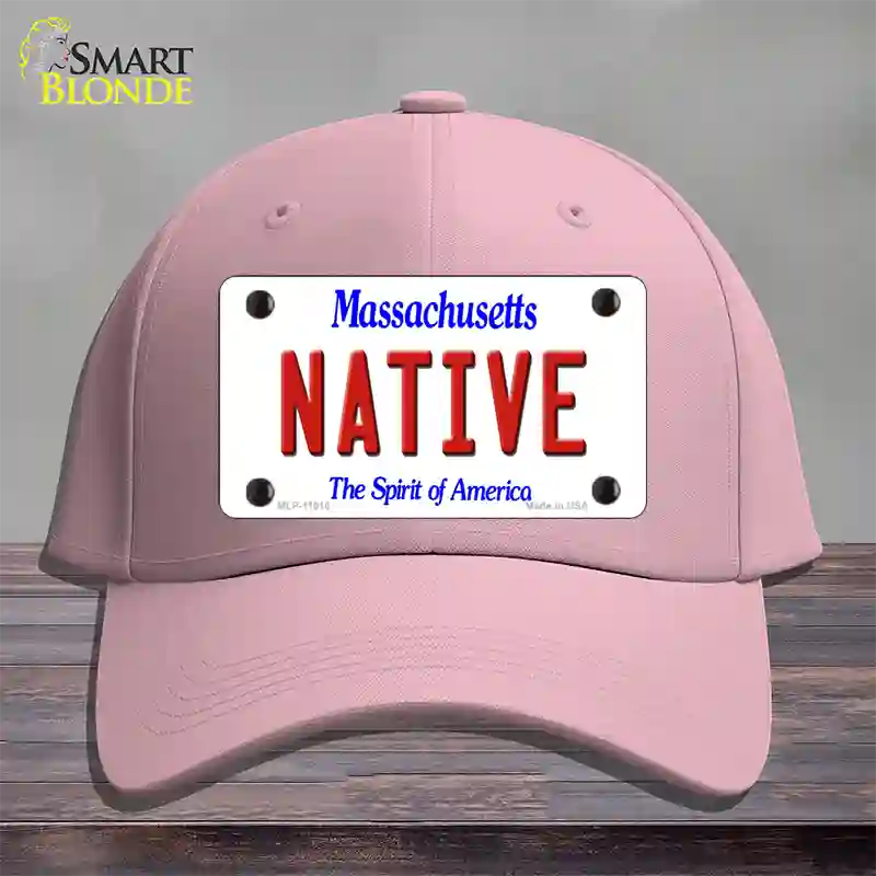 Native Massachusetts Novelty License Plate Hat Cotton / Pink