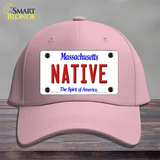 Native Massachusetts Novelty License Plate Hat Cotton / Pink