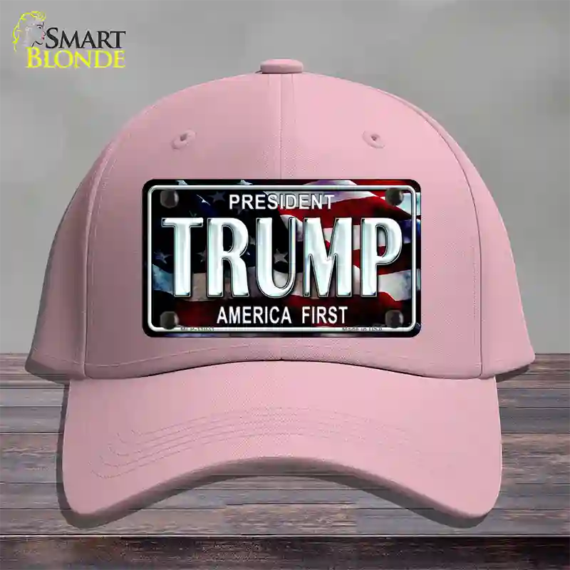 Trump America First Novelty License Plate Hat Cotton / Pink