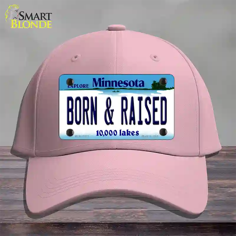 Born and Raised Minnesota State Novelty License Plate Hat Cotton / Pink