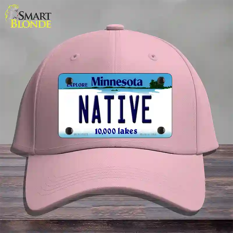 Native Minnesota State Novelty License Plate Hat Cotton / Pink