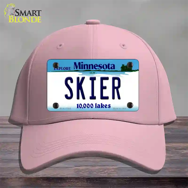 Skier Minnesota State Novelty License Plate Hat Cotton / Pink