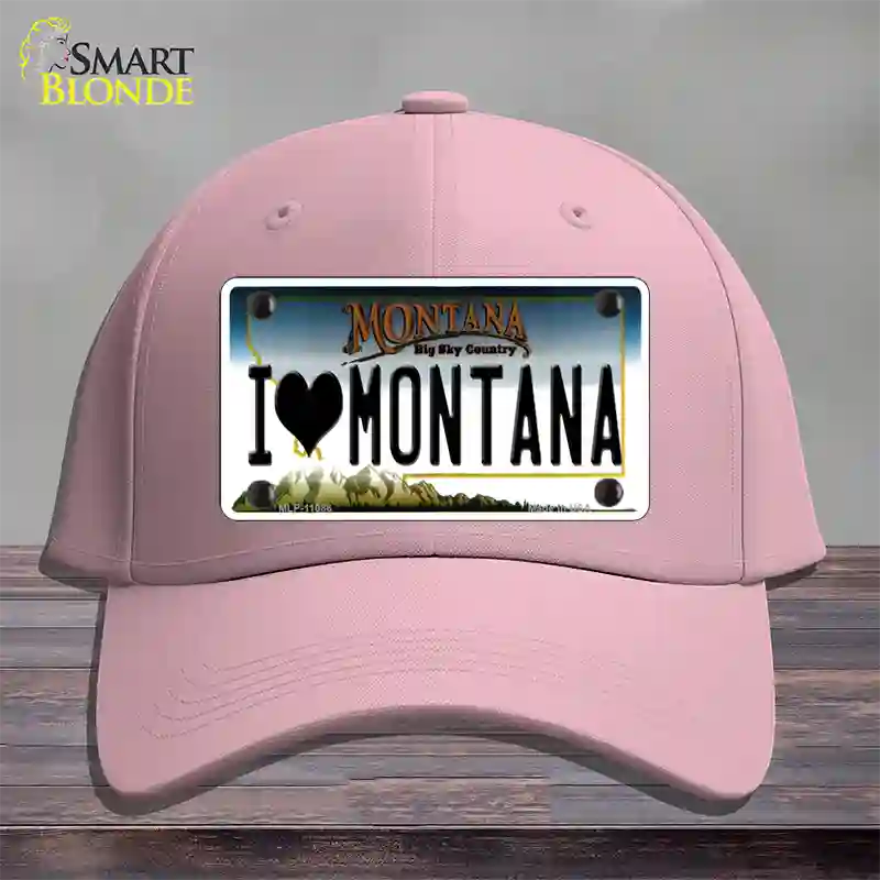 I Love Montana State Novelty License Plate Hat Cotton / Pink