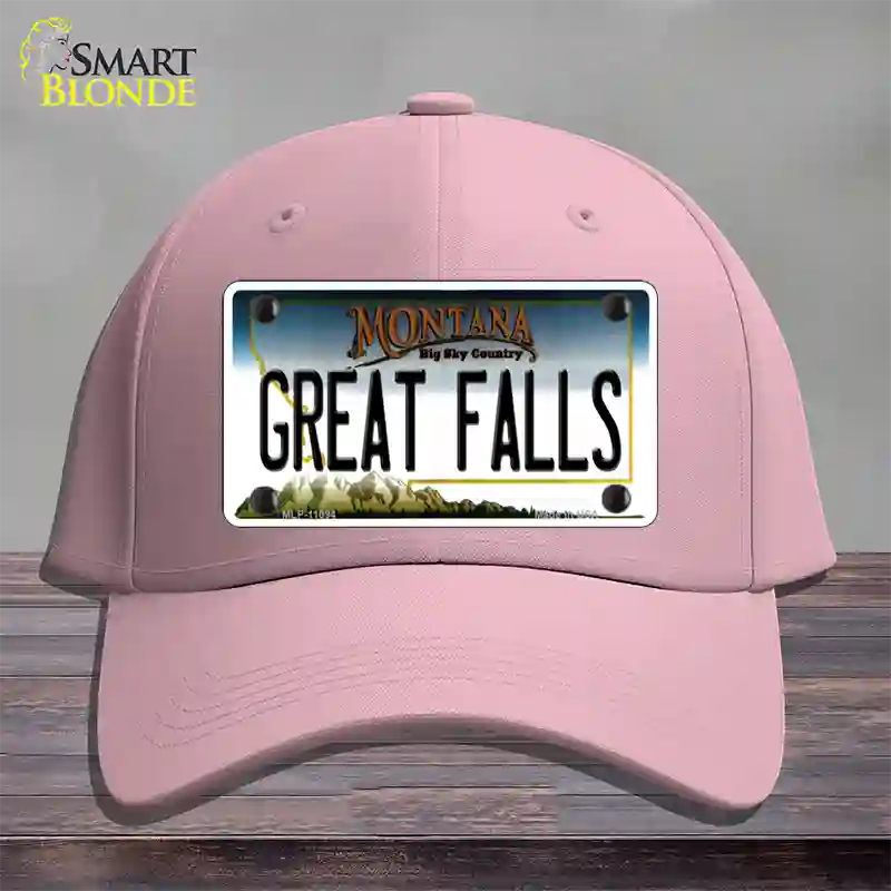 Great Falls Montana State Novelty License Plate Hat Cotton / Pink