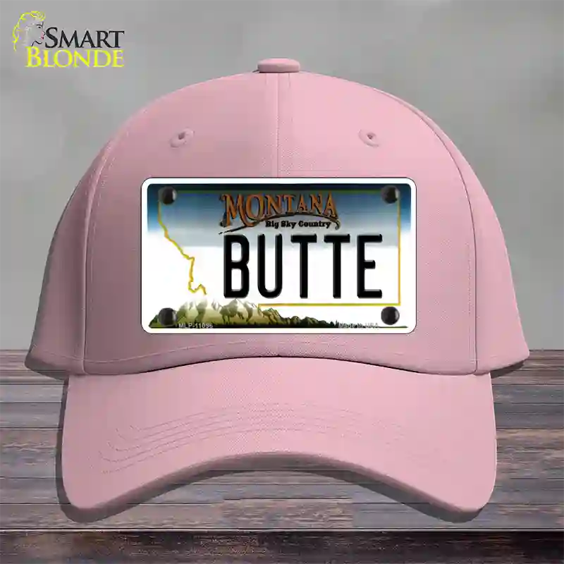 Butte Montana State Novelty License Plate Hat Cotton / Pink