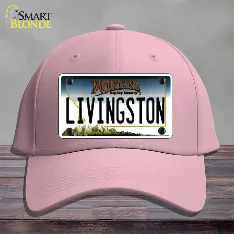 Livingston Montana State Novelty License Plate Hat Cotton / Pink