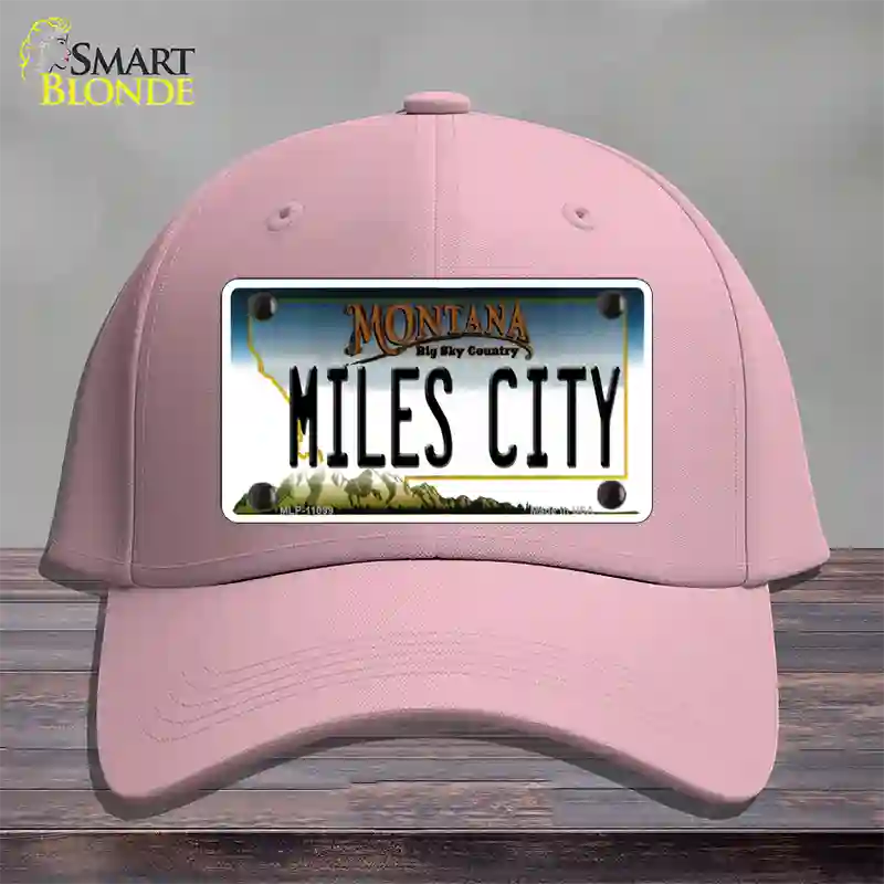 Miles City Montana State Novelty License Plate Hat Cotton / Pink