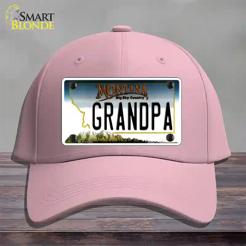 Grandpa Montana State Novelty License Plate Hat Cotton / Pink