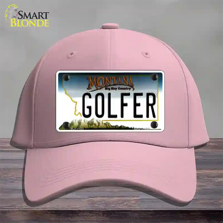 Golfer Montana State Novelty License Plate Hat Cotton / Pink