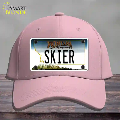 Skier Montana State Novelty License Plate Hat Cotton / Pink