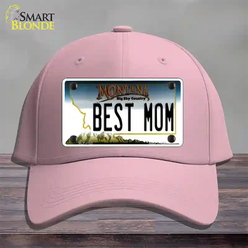 Best Mom Montana State Novelty License Plate Hat Cotton / Pink