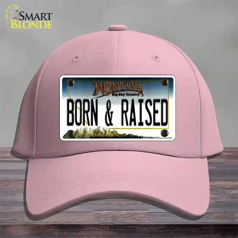 Born and Raised Montana State Novelty License Plate Hat Cotton / Pink