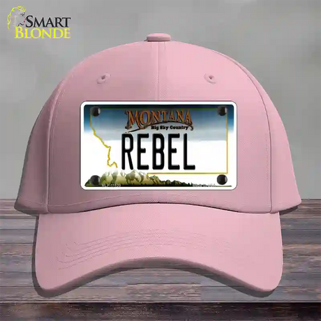 Rebel Montana State Novelty License Plate Hat Cotton / Pink