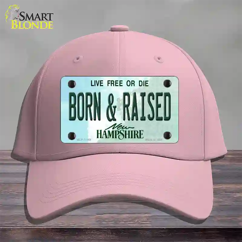 Born and Raised New Hampshire State Novelty License Plate Hat Cotton / Pink