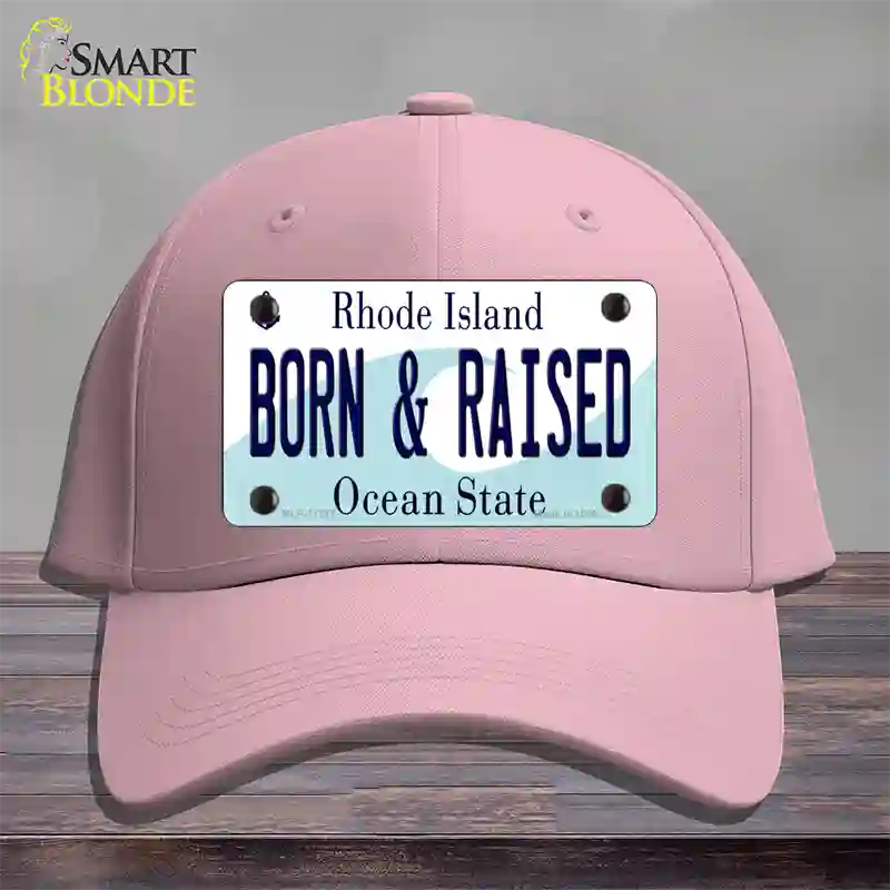 Born and Raised Rhode Island State Novelty License Plate Hat Cotton / Pink