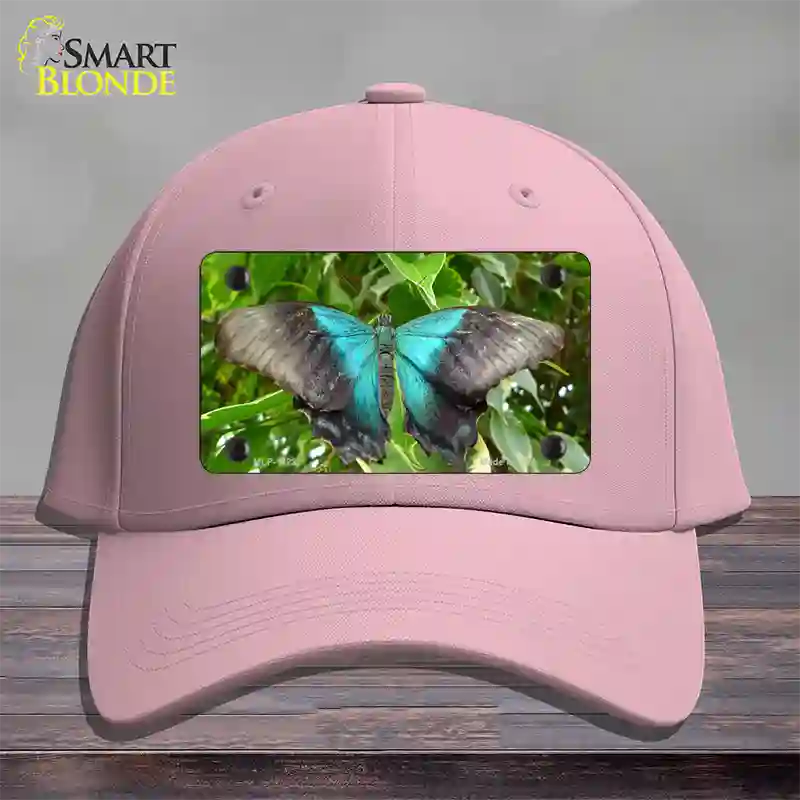 Butterfly Blue and Black Novelty License Plate Hat Cotton / Pink