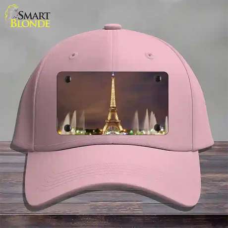 Eiffel Tower Night With Fountain Novelty License Plate Hat Cotton / Pink