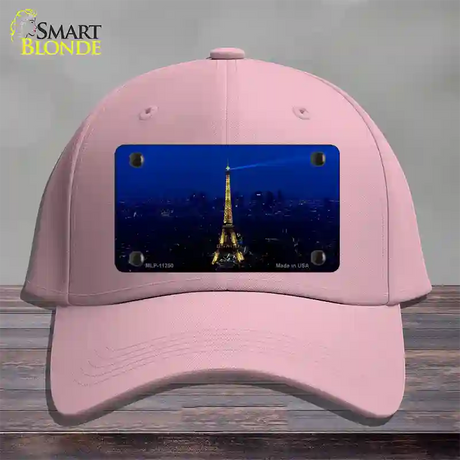 Eiffel Tower Night With City Skyline Novelty License Plate Hat Cotton / Pink