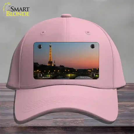 Eiffel Tower Night With River and Bridge Novelty License Plate Hat Cotton / Pink