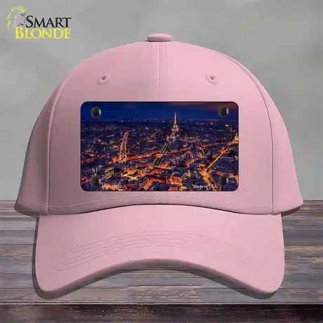 Paris At Night Eiffel Tower In Center Novelty License Plate Hat Cotton / Pink