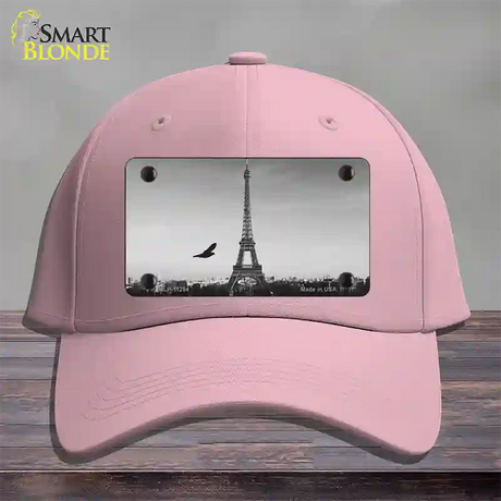 Eiffel Tower Black and White With Bird Novelty License Plate Hat Cotton / Pink