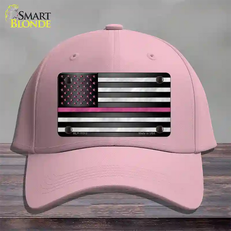 Thin Pink Line With Pink Stars Novelty License Plate Hat Cotton / Pink