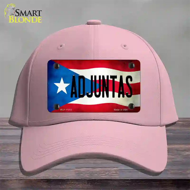 Adjuntas Puerto Rico Flag Novelty License Plate Hat Cotton / Pink