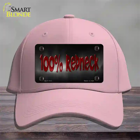 100% Redneck Novelty License Plate Hat Cotton / Pink