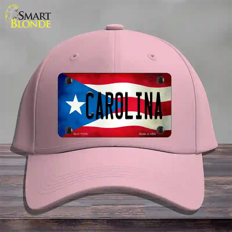 Carolina Puerto Rico Flag Novelty License Plate Hat Cotton / Pink