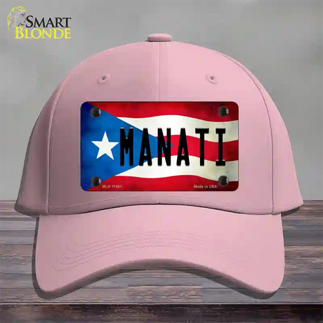 Manati Puerto Rico Flag Novelty License Plate Hat Cotton / Pink