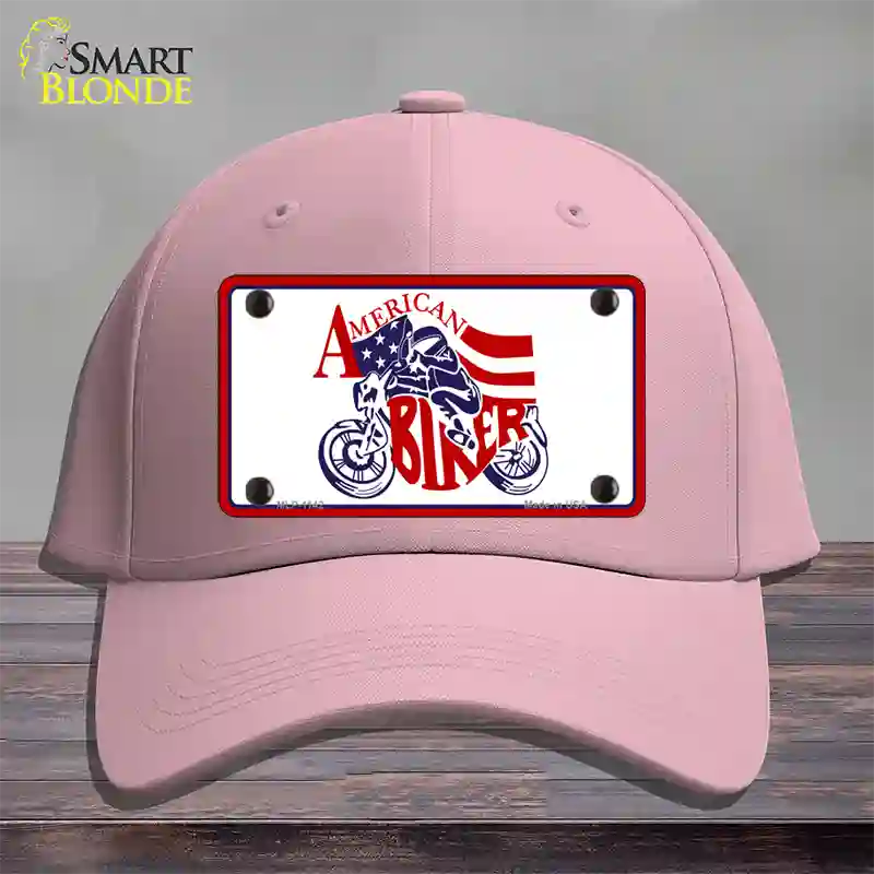 American Patriotic Biker Novelty License Plate Hat Cotton / Pink