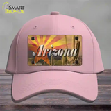 Arizona State Flag Overlay On Cactus Novelty License Plate Hat Cotton / Pink