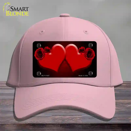 Hearts Over Roses In Red Novelty License Plate Hat Cotton / Pink