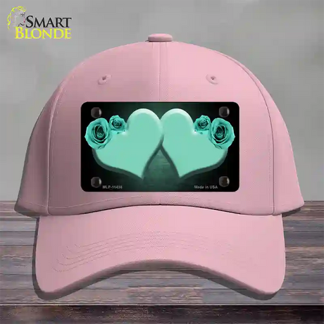 Hearts Over Roses In Mint Novelty License Plate Hat Cotton / Pink