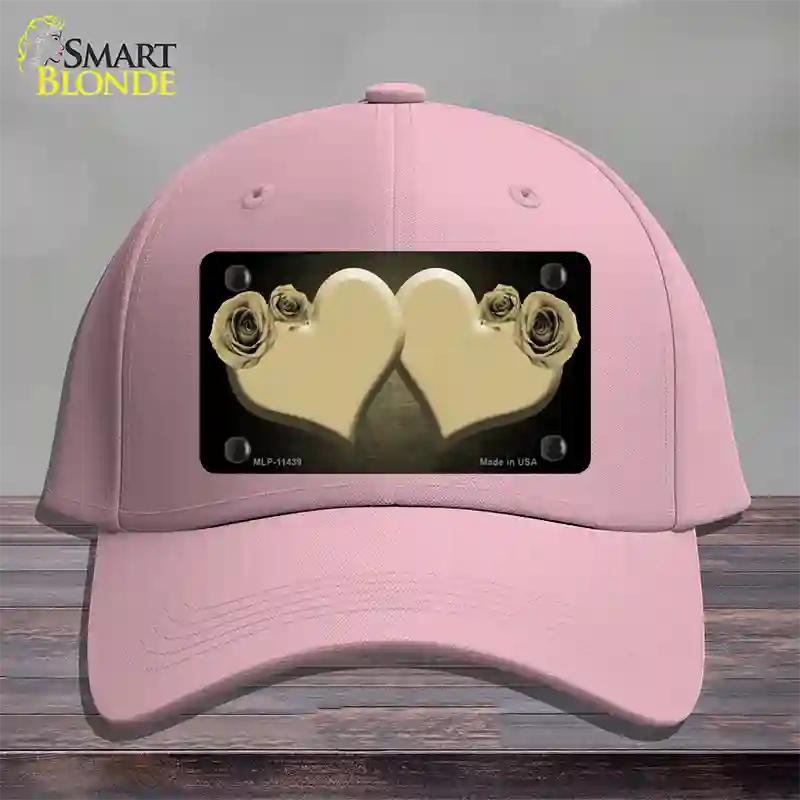 Hearts Over Roses In Gold Novelty License Plate Hat Cotton / Pink