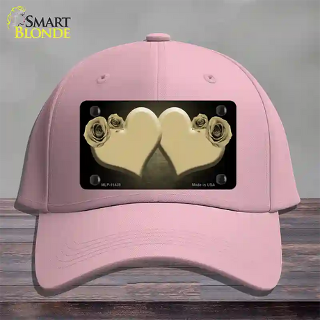 Hearts Over Roses In Gold Novelty License Plate Hat Cotton / Pink