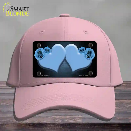 Hearts Over Roses In Light Blue Novelty License Plate Hat Cotton / Pink