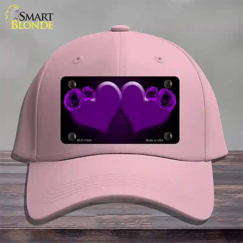 Hearts Over Roses In Purple Novelty License Plate Hat Cotton / Pink