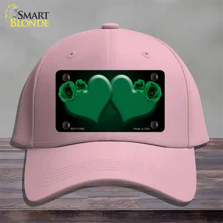 Hearts Over Roses In Green Novelty License Plate Hat Cotton / Pink