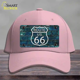 Route 66 Blue Brick Wall Novelty License Plate Hat Cotton / Pink