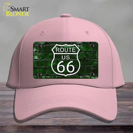 Route 66 Green Brick Wall Novelty License Plate Hat Cotton / Pink