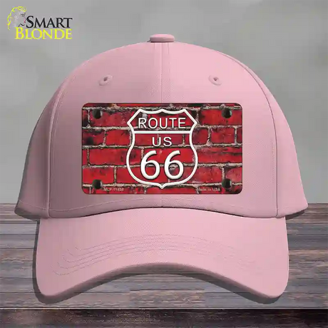 Route 66 Red Brick Wall Novelty License Plate Hat Cotton / Pink