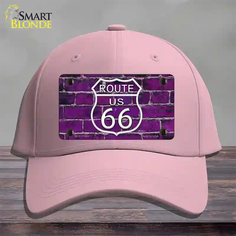 Route 66 Purple Brick Wall Novelty License Plate Hat Cotton / Pink